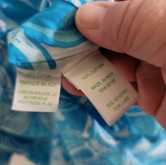 Lilly Pulitzer Captiva Tunic Top XS Half Button Ariel Blue What a Racquet - Picture 7 of 7